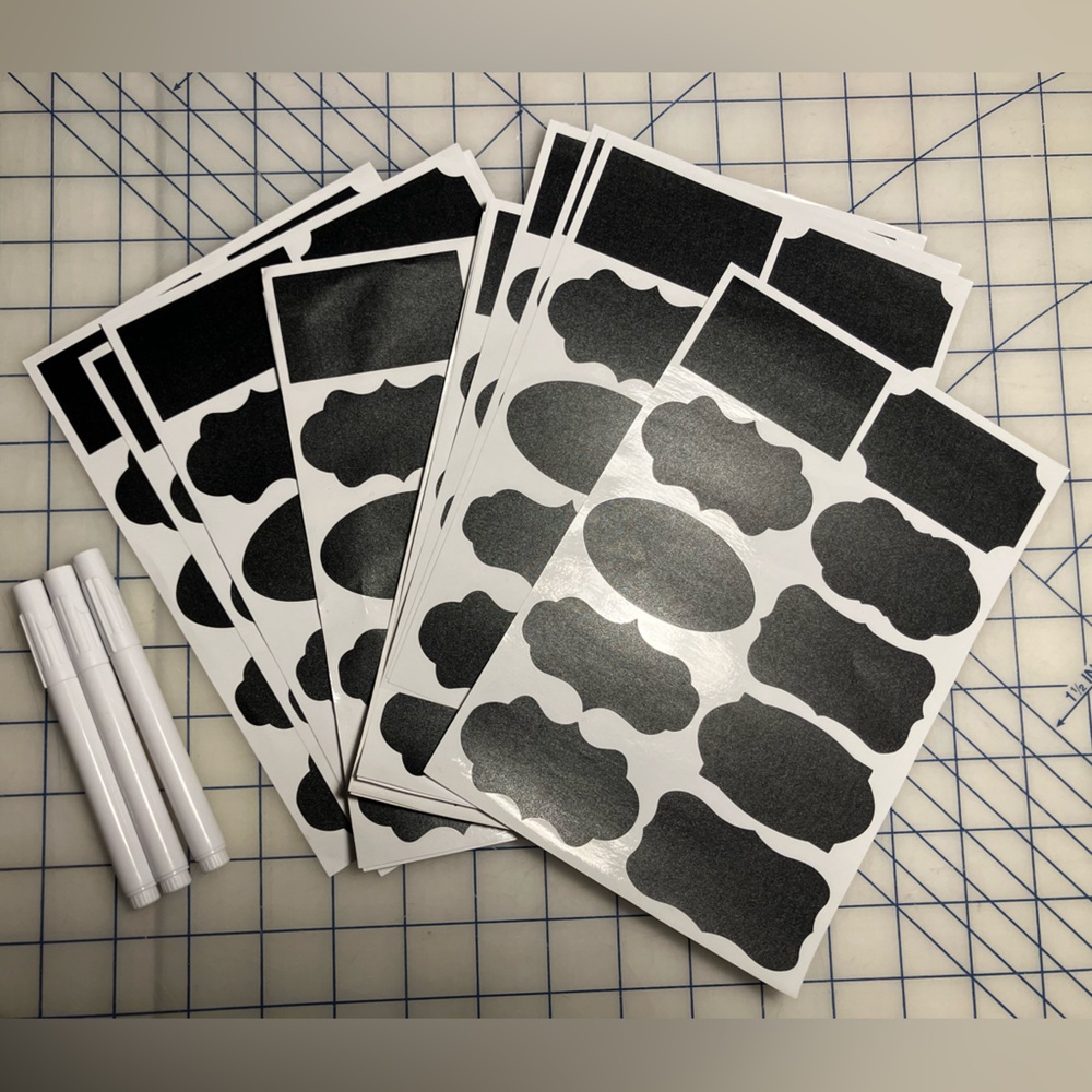 Black Chalkboard Style Label Stickers with Markers